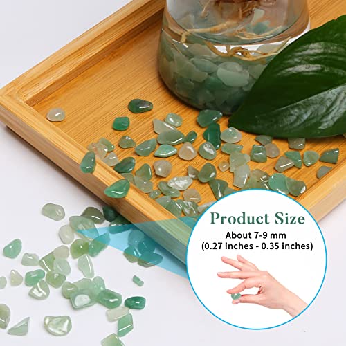 QICQDRAM Polished Gem Stones Rocks Green Aventurine Crystals Natural 1LB | Small Tumbled Stones Crystal Chips Bulk for Healing Crystals Fish Tank Gravel Vase Filler (405g/14.28oz) - color: Green Aventurine