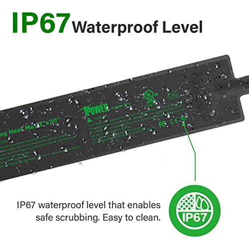 iPower 3" x 20" Seeding Heat Mat with Thermostat Temperature Adjustable Knob Durable Warm Hydroponic Plant Germination Starting Pad, Black - size: 3" x 20", style: with Adjustable Knob