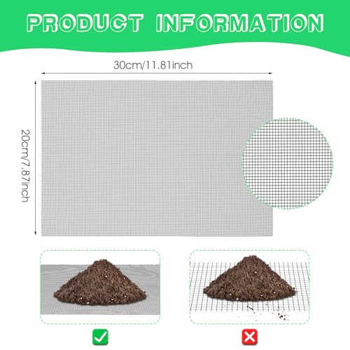 Ouligay 10pcs 11.8 X 7.8inch Flower Pot Hole Mesh Pad, Plastic Mesh Sheet, Keep Soil from Flowing Away,Bonsai DIY Drainage Netting Pot Bottom Grid Mat, Grey - color: Gray