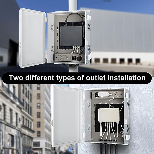 Namunanee Outdoor Electrical Junction Box with High Power Outlet, 16" H* 12" L* 5.9" W, ABS Water Resistant Enclosure with Internal Mounting Panel & Hinged Cover. - size: 16"H x 12"L x 5.9"W & Outlet