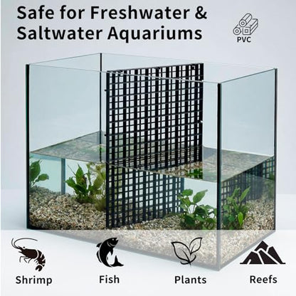 12 PCS 11.8"×11.8" Fish Tank Divider – Egg Crate Plastic Grid Panels for Aquarium Separation, Rock Support, DIY Filtration Platforms & Bottom Protection (Black)