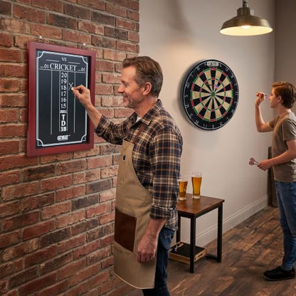GSE Chalk Dart Scoreboard for Dartboard Cricket & 01 Games | Solid Pine Wood, 6 Dart Storage Holes, Easy Writing & Erasing, Chalk, Wipe, Wall Mount Hardware Included, Standard/ Large - style: Large