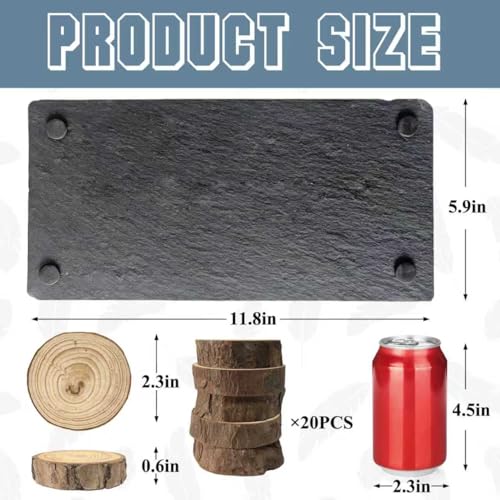 Bearded Dragon Basking Rock Platform with Wooden Pile,Natural Slate Stone Rocks Basking Platform,Habitat Hideouts Hide Cave Reptile Tank Accessories for Bearded Dragons,Geckos,Ball Pythons, Tortoise