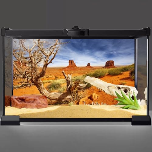 AWERT 24x12 inches Reptile Habitat Background Orange Desert Terrarium Background Durable Polyester Background