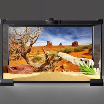 AWERT 24x12 inches Reptile Habitat Background Orange Desert Terrarium Background Durable Polyester Background