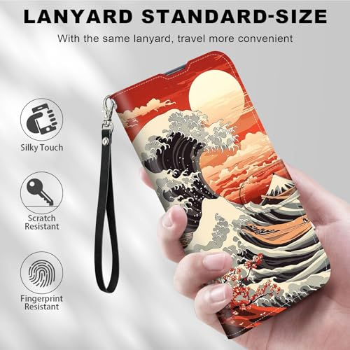 for Cricket Outlast 5G 2024 Wallet case with RFID Blocking Credit Card Holder Kickstand, Folio Flip PU Leather Shockproof Protective Cover for AT&T Motivate Pro 5G, Sea Wave - color: Sea Wave