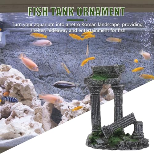 balacoo Roman Column Aquarium Ornament Fish Tank Decoration Resin Fish Shelter 5.31X4.33X2.55 Inch Underwater Hiding Cave for and Reptiles