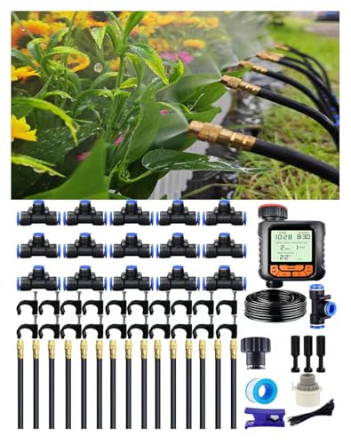 360° Adjustable Drip Irrigation Sprinkler Kit – Garden Watering System | 12mm High-Flow Mainline Tubing,Easy Installation, Automatic Garden Mister- Watering for Lawn,Plants,flower bed,greenhouse - size: 65 FT