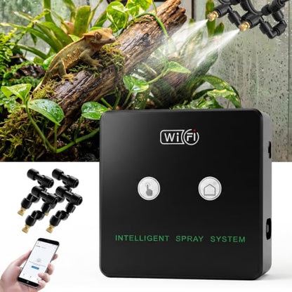 Smart Reptile Mister Automatic Mister System for Reptile Tank APP WiFi Remote Control Reptile Humidifier Fogger for Aquarium Terrariums with 360°Adjustable Misting Nozzles for Frog Lizard Amphibians