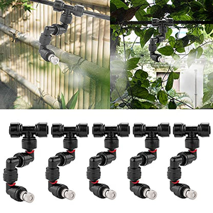 CozyCabin 360° Adjustable Mist Cooling System Nozzles Water Sprayers Connectors, Stainless Steel Misting Nozzles for Pets Reptiles Ecological Garden Patio Greenhouse, 5 Packs