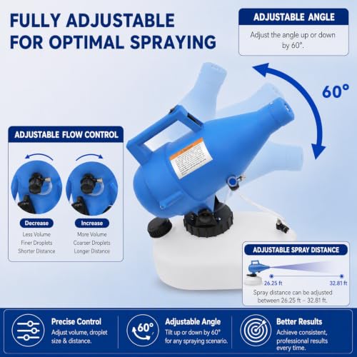 4.5l (1.2 Gallon) Electric Ulv Portable Fogger Sprayer Machine Cold Fogger Machine Spraying Distance 30ft W/16.4ft Cord for Home,Hotel,Church,School,Yard