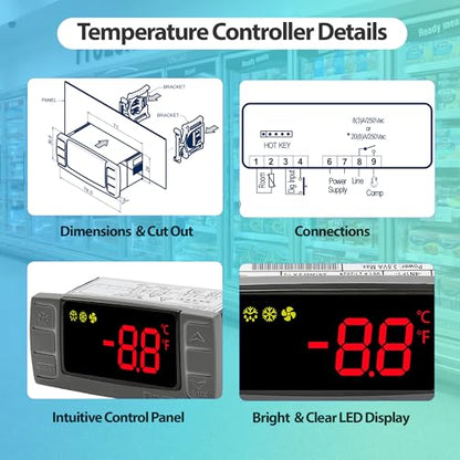 XR02CX-4N1F1 Temperature Controller Compatible with Dixell, 120V | 120V 50/60Hz, compatible with Dixell XR02CX-4N1F1, NTC probe, for refrigeration and heating equipment - style: XR02CX-4N1F1