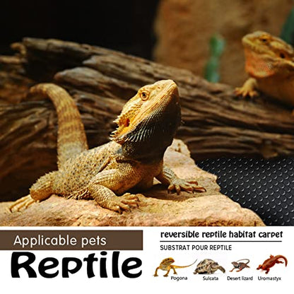 Reptile Substrate Mat Terrarium Liner 2PCS 36 * 18 inch, Bearded Dragon Tank Accessories Reptile Tank Carpet Bedding Non-Adhesive for Leopard Gecko Snake, Lizard and Tortoise