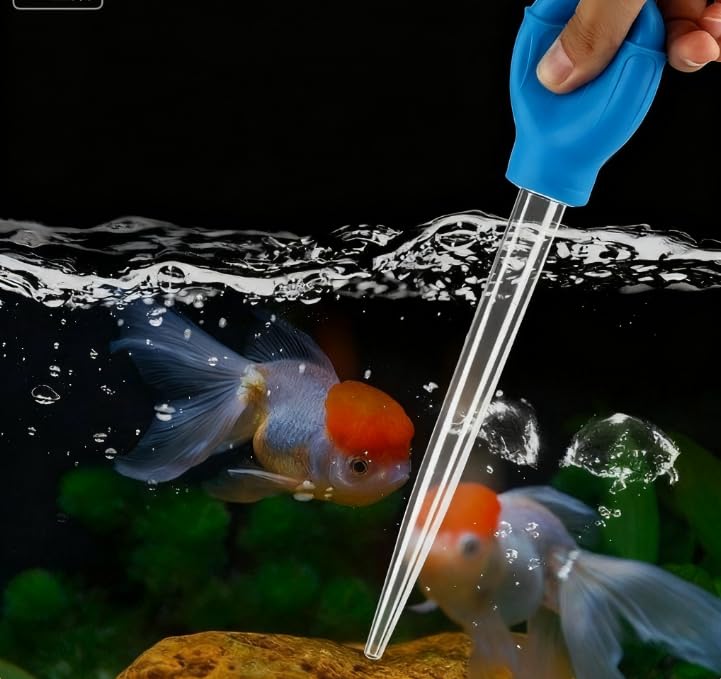 Fish Tank Cleaning Tool and Manual Fish Tank Water Exchanger Dropper, Aquarium Double-Sided Sponge Brush, Algae Scraper With Long Handle Scrubber (M)