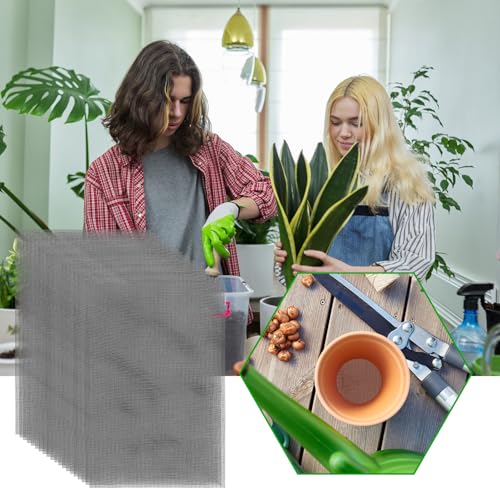 lasuroa 20pcs Flower Pot Hole Netting Mesh Pad, 30x20cm/11.8x7.8 Inch Bonsai Eye Mesh Drainage Screens Plant Pot Drainage Meshes Plant Accessories Kit Screen Meshes Preventing Substrate Leakage