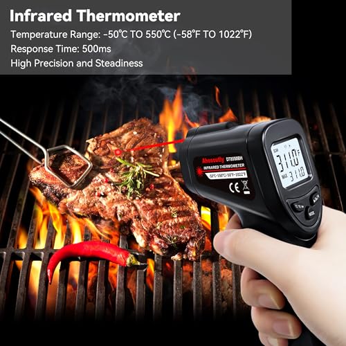 Infrared Thermometer Temperature Gun (NOT for Humans) -58℉~1022℉ (-50℃～550℃) Non-Contact Laser Instant-Read Digital Laser Infrared Ir Thermometer with Backlight(Black) - color: Black