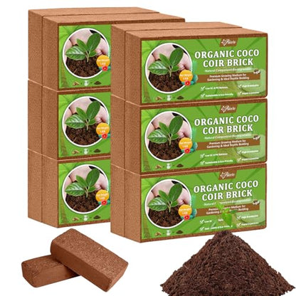 Riare 12pcs Organic Coco Coir Bricks, Natural Coconut Coir for Plants | High Expansion & Moisture Retention Coconut Husk Fiber for Seed Starting, Potting Mix, Composting, Soil Amendment & Reptiles - color: Pack of 12
