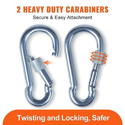 VEVOR Static Climbing Rope, 32 ft Outdoor Rock Climbing Rope with 26KN Breaking Tension, 0.4'' /10 mm High Strength Safety Rope, Escape Rope with 2pcs Carabiner and Storage Bag - size: 32 ft