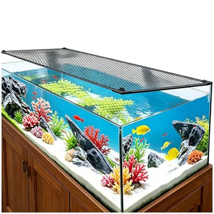Magnetic Fish Tank Cover Net, Plastic Cuttable Fish Tank Anti-Jump Protective Lid, Adjustable Size, Ventilation Transparency Reptiles from Jumping Out - size: 50x35cm/19.69x13.78"