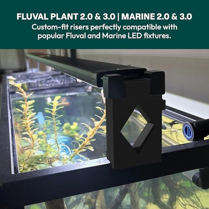 Aquarium Light Risers for Fluval Plant & Marine 3.0 & 2.0 LED | Heat-Resistant Polymer Stand | Toolless Easy Install (4-Inch) - size: 4-Inch