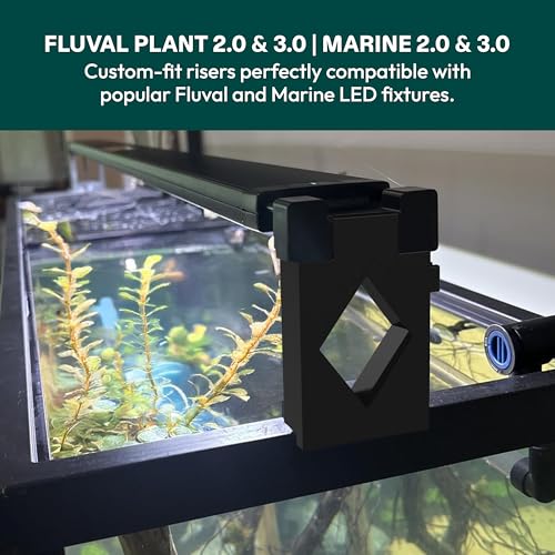 Aquarium Light Risers for Fluval Plant & Marine 3.0 & 2.0 LED | Heat-Resistant Polymer Stand | Toolless Easy Install (5-Inch) - size: 5-Inch