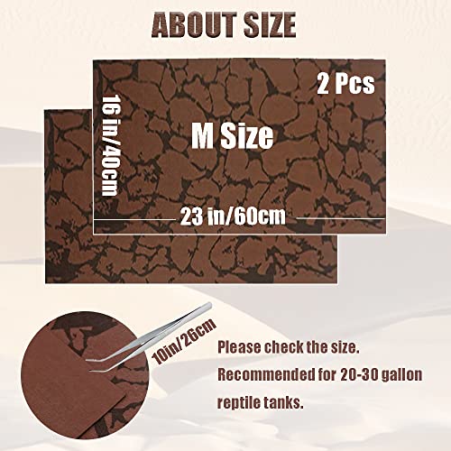 Tfwadmx 2 PCS Reptile Carpet Sand Mat Pet Terrarium Liner Lizard Bedding Mat Substrate Leopard Gecko Tank Accessories for Tortoise Turtle Snake Chameleon with Tweezers 16x23In - size: M:15.7"x23.6"(2Pcs)