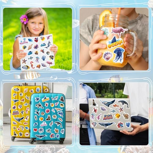 309 Pcs Ocean Animals Stickers, Under The Sea Animal Fish Shark Beach Stickers for Craft Supplies Classroom Rewards Ocean Sea Party Decorations - style: Ocean Animals