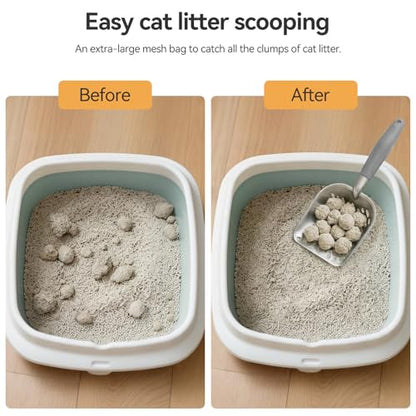 Cat Litter Scoop, Kitty Metal Scooper with Long Handle | Heavy Duty Aluminum Deep Sifter, Rustproof Durable Kitten Poop Shovel for Travel & Small Litter Box - color: Gray, size: Medium