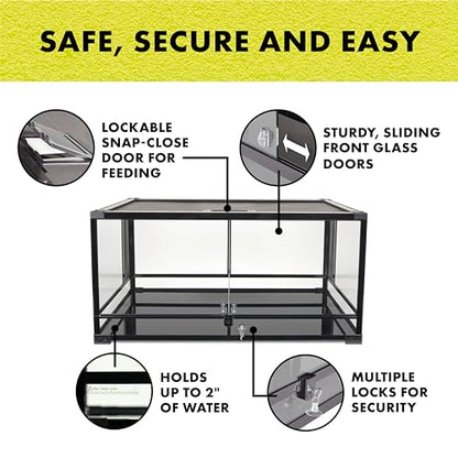 Zilla QuickBuild Reptile 40 Gallon Glass Terrarium Habitat with Swing Door For Geckos, Snakes, Lizards, Frogs, Turtles, and Tortoises, 36" x 18" x 18" - size: 36x18x18