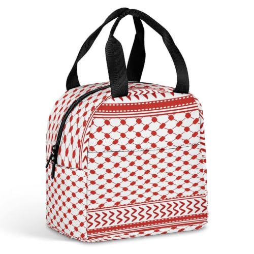 Middle Eastern Red Pattern Insulated Lunch Bag for Women Men, Large Capacity Thermal Lunch Tote Bag with Handle - color: Middle Eastern Red Pattern