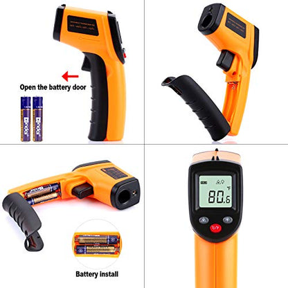 Infrared Temp Gun Thermometer, Non-Contact Digital Laser Infrared Thermometer Temperature Gun, IR Thermometer Heat Temperature Reader Gun (-58°F ~ 752°F) - color: Yellow