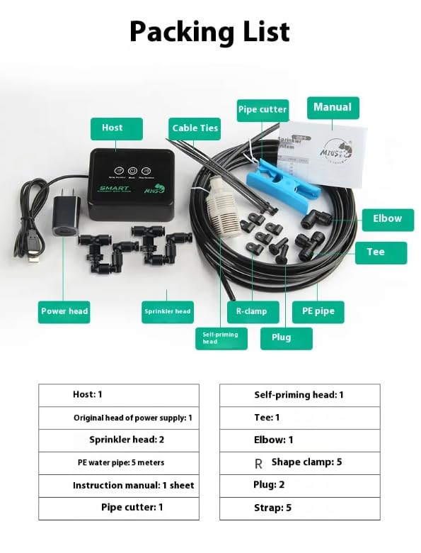 Automatic Rain Forest Spray System, Smart Humidifier Terrarium Misting Kit with Timer, 5m Pipe Length, 2 Nozzles, Humidity