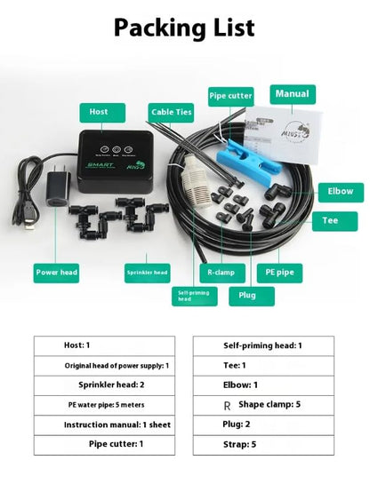 Automatic Rain Forest Spray System, Smart Humidifier Terrarium Misting Kit with Timer, 5m Pipe Length, 2 Nozzles, Humidity