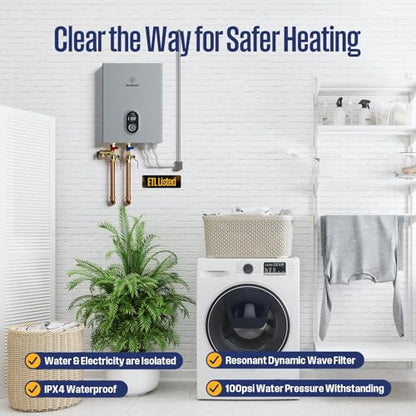 Westinghouse 24kW 240V Tankless Water Heater Electric, Instant Hot Water Heater, On Demand Hot Water, Smart WiFi Control, Works with Alexa & Google Home, ETL Certified, IPX4, Gray - color: Deep Gray