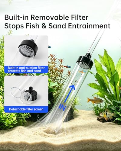 6ft Siphon Hose Fish Tank Cleaner, Aquarium Water Changer,Gravel Vacuum for Aquarium Sand & Gravel – Premium Designed for Superior Cleaning Performance, Safer Material, Battery-Free Design