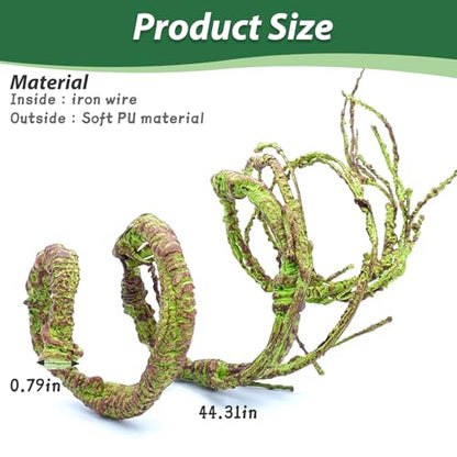 PINVNBY Flexible Bend-A-Branch Jungle Vines Pet Habitat Decor Reptile Plants Terrarium for Lizard, Frogs, Snakes and More Reptiles Climbing (Fat: 43.31 x 0.79 Inch) - size: 1PCS