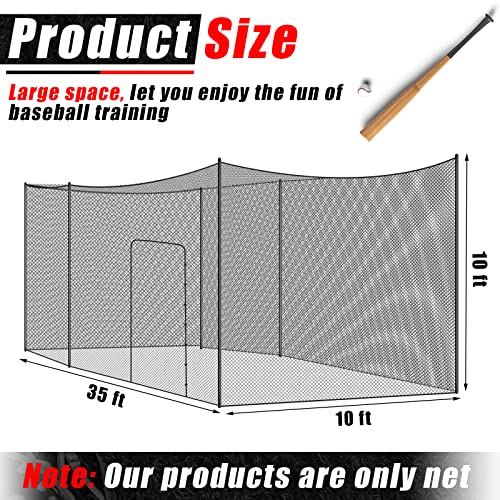 Syhood Baseball Batting Cage Net for Backyard NET ONLY | 55'L/35'L/20'L/10'L Cricket Golf and Softball Cage,Backyard, Indoor and Outdoor Garage Training for Portable PE Hitting Net - size: 35 x 10 x 10 ft