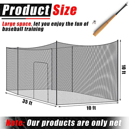 Syhood Baseball Batting Cage Net for Backyard NET ONLY | 55'L/35'L/20'L/10'L Cricket Golf and Softball Cage,Backyard, Indoor and Outdoor Garage Training for Portable PE Hitting Net - size: 35 x 10 x 10 ft