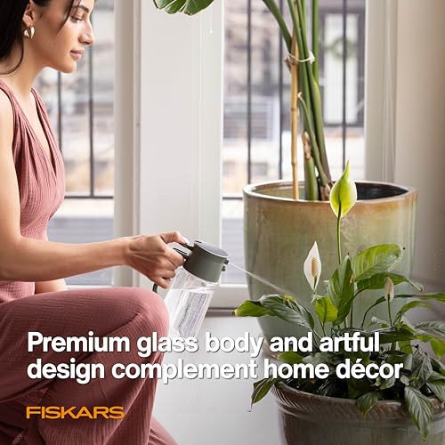 Fiskars 17oz 2-in-1 Mist & Pour Watering Can for Indoor Plants | Space-Saving Glass Plant Mister with Thumb Pump Sprayer and Spout, Boost Humidity & Soak Houseplant Roots, Modern Decor Style - size: Mist/Pour Combo