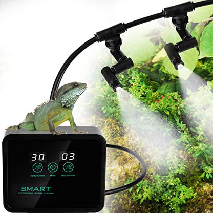 Reptile Humidifier, Intelligent Misting System with Timer, 360 Reptile Fogger for Chameleon, Lizard, Snake, Turtle, Frog, Amphibian, Rainforest Plants