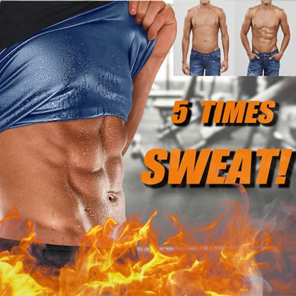 Sauna Vest for Men Waist Trainer, Sleeveless Mens Sweat Sauna Suit Shirt Compression Tank Top - color: Blue Inner, size: Large-X-Large