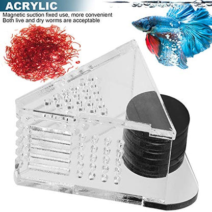 Aquarium Transparent Acrylic Feeding Container Fish Cone Feeder with Magnetic Suction Fish‑Box Feeder for Aquarium Accessories