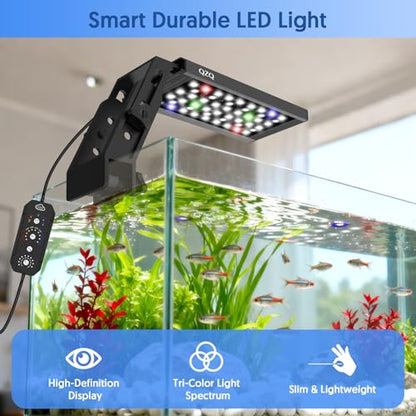QZQ Fish Tank Light – Aquarium Light 24/7 Mode LED Aquarium Lights for Fish Tank with Adjustable Timer/Brightness, Aquarium Plant Light (12W for 7–12 Inch Tank) - size: 12W for 7-12 Inch Tank