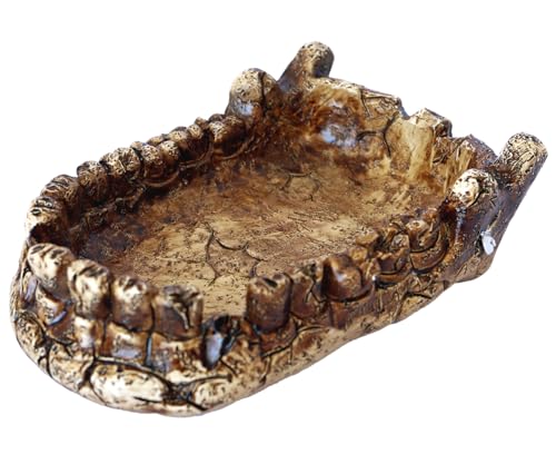 Food/Water Dish for Reptiles, Amphibians and Other Little Critters Water/Food Bowl, Made from Premium Resinl, Reptile Feeding Bowls for Bearded Dragon Lizard,Hermit Crab,Gecko,Tortoise - color: Dark Brown