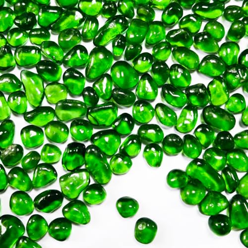 0.88LB Green Fish Tank Gravel Aquarium Glass Stones Sea Glass Pebbles Aquarium Gravel Rocks Fish Tank Rocks, Beads Pebbles Rock Sand Glass Gems Stones for Vase Filler Fish Turtle Tank Decoration - color: Green
