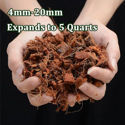 Coco Husk Chips Coconut Substrate for Garden Potting Soil Coconut Brick for Indoor Outdoor Flowers Plants Compressed Low EC Coco Husk Mulch for Garden Coconut Substrate for Reptiles