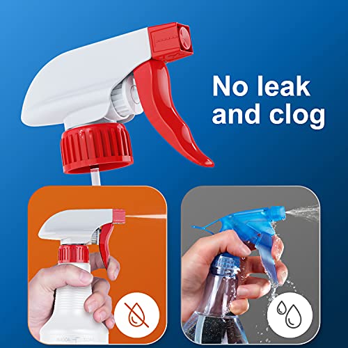 Veco Spray Bottle (2 Pack&2 extra Nozzle,16 Oz) with Measurements and Adjustable Nozzle, HDPE Plastic Spray Bottles for Cleaning Solution, Household/Commercial/Industrial Use, No Leak and Clog - size: 16 oz 2Pack