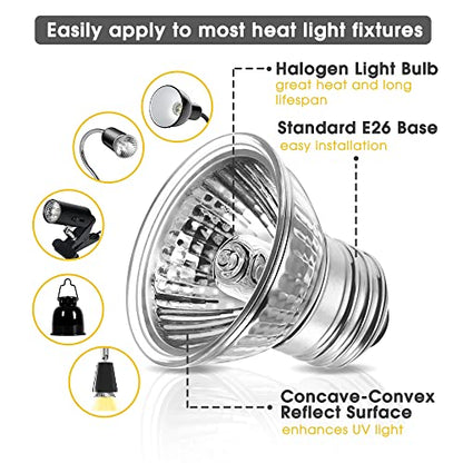 Reptile Heat Bulb 50W UVA UVB Reptile Light Bulbs Dimmable | 2 Pack Heat Lamp Bulbs, Basking Light Bulb for Turtle, Beard Dragon Gecko Lizard Amphibians - color: Cream-50w Th09