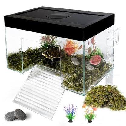 Hanging Turtle Basking Platform,7.9x5.5x5.5'' Adjustable Aquatic Turtles Ramp Dock,Acrylic Topper Platform Tank Accessories for Baby Turtles,Red Eared Slider,Semi Aquatic Baby Terrapin(Small) - size: S:7.9x5.5x5.5''