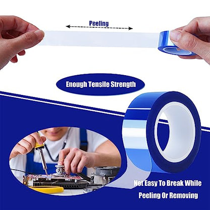 MEBMIK 6 Rolls 20mm x16m(52FT) Blue Heat Tape High Temperature Heat Resistant Tape Heat Transfer Tape for Heat Sublimation Press Vinyl,No Residue